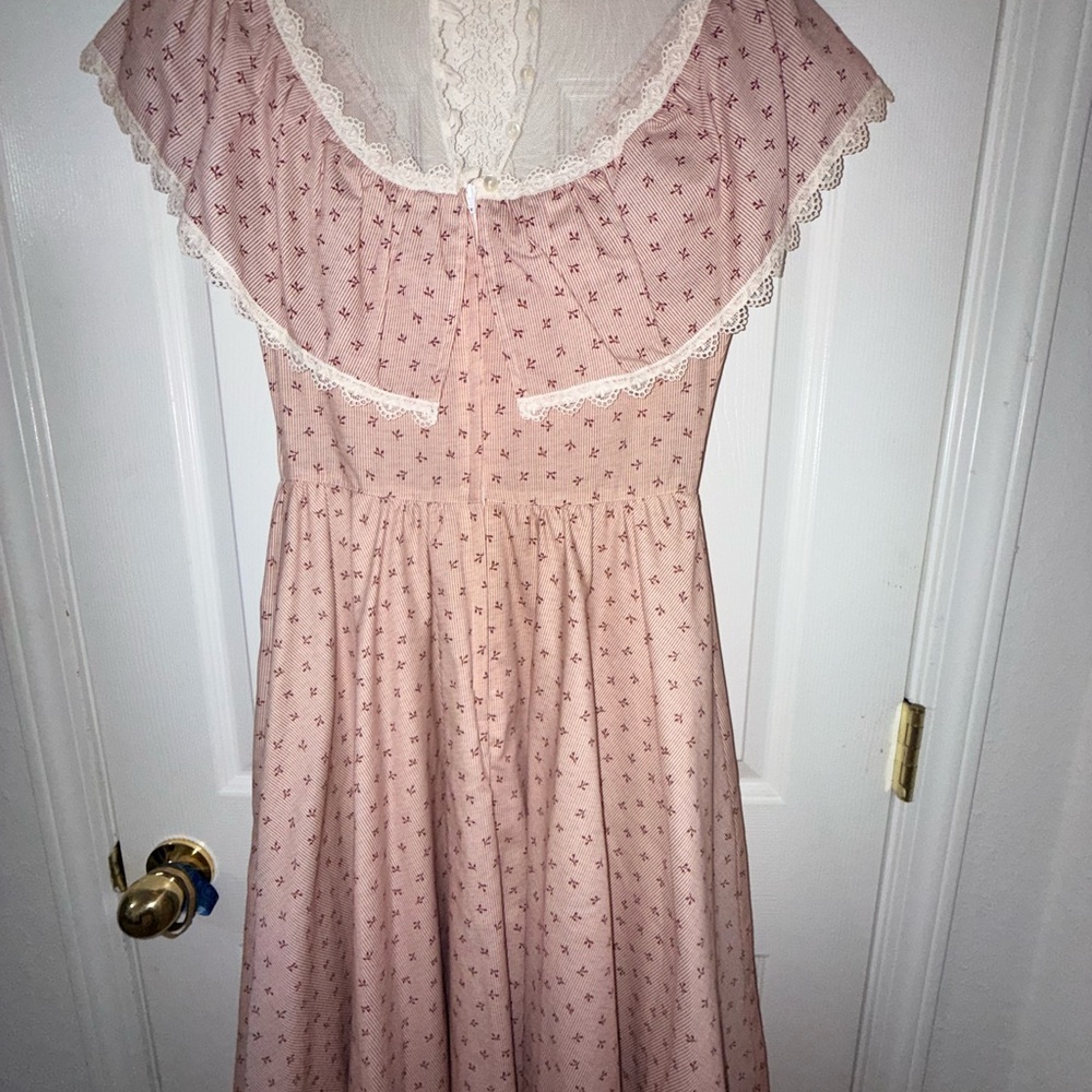 Gunne Sax Jessica San Francisco Lace Neck Cottagecore Prairie Maxi Dress Vintage - Picture 9 of 16